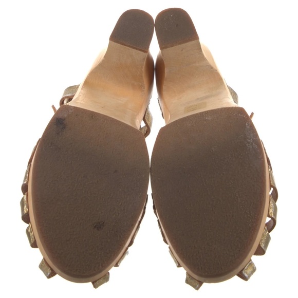 Swedish Hasbeens leather gold chunky heel - Picture 4 of 6